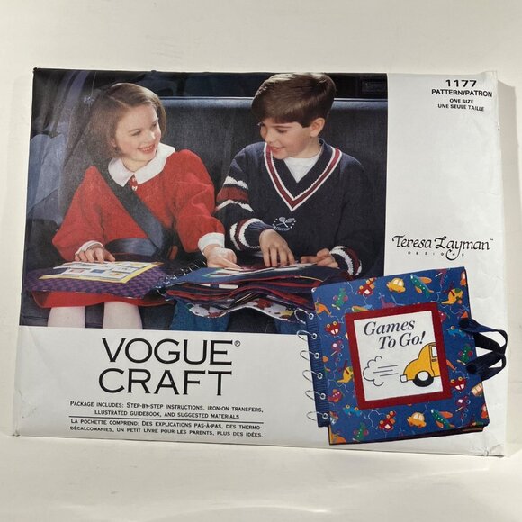 1990s Vogue Craft 1177 Games To Go 14" Fabric Travel Game Book Sewing Pattern FF - Picture 1 of 6